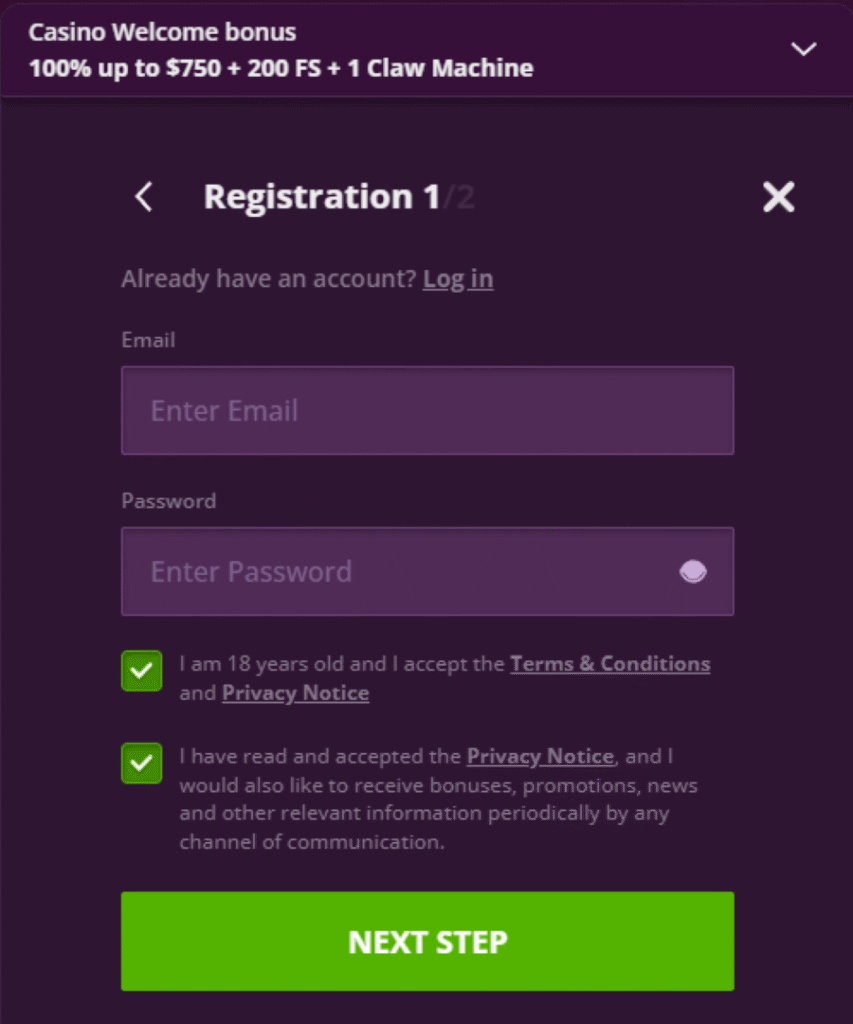 Interfaz de la malina casino app mostrando opciones de bono