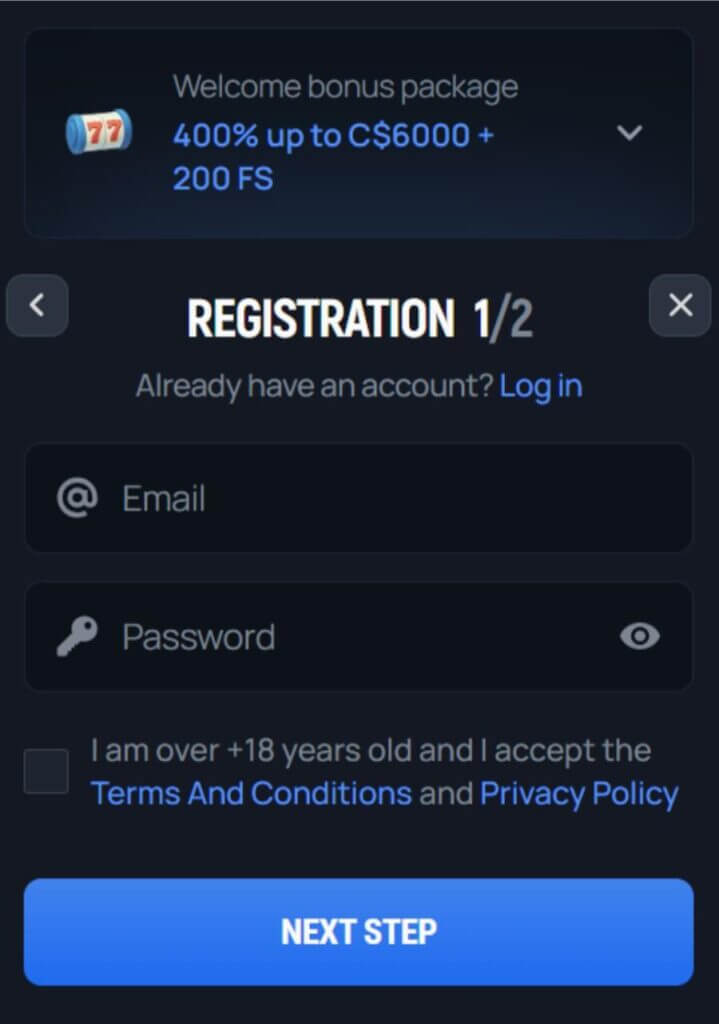 Aerobet - Register New Player