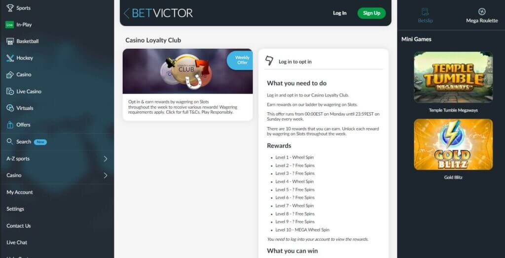 BetVictor Casino Loyalty Club
