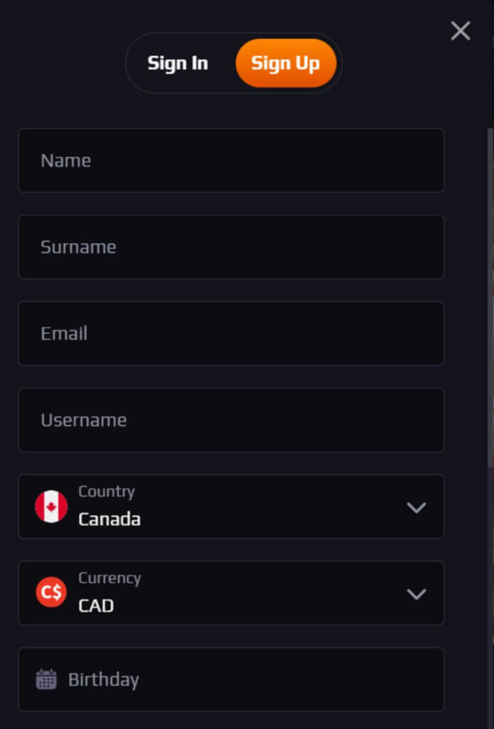 Blaze Spins - Register New Player