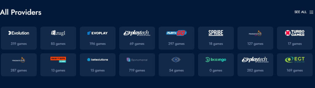 Bluechip Casino Canada Game Providers