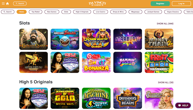 Davincis Casino game library