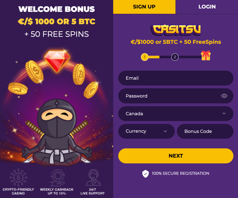 Casitsu Casino register sign up canada casinoo reviews