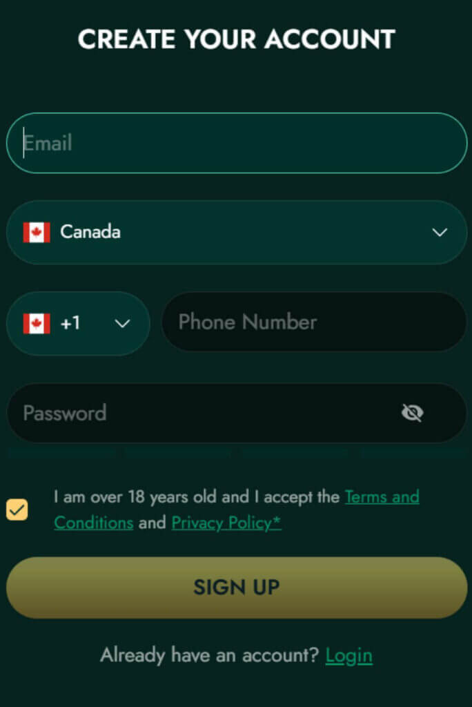 Crown Green - Register New Player