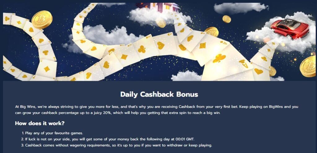 Daily Cashback Bonus Big Wins