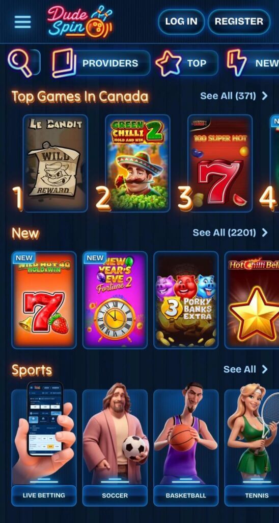 Dudespins - Mobile Casinos in Canada