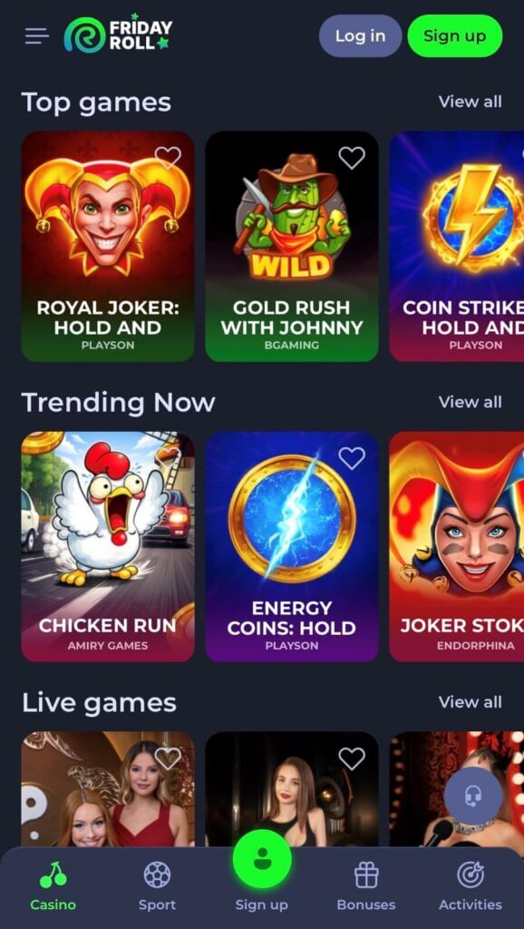 Fridayroll - Mobil Casinos in Canada