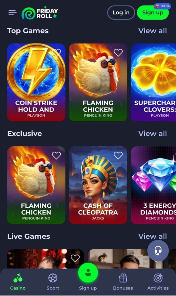 Fridayroll - Mobile Casinos