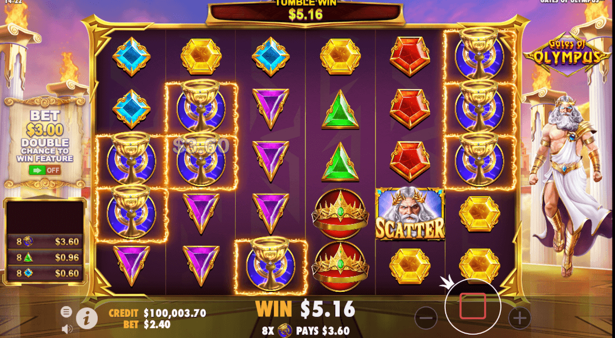 Gates of Olympus - Tumble Feature in action