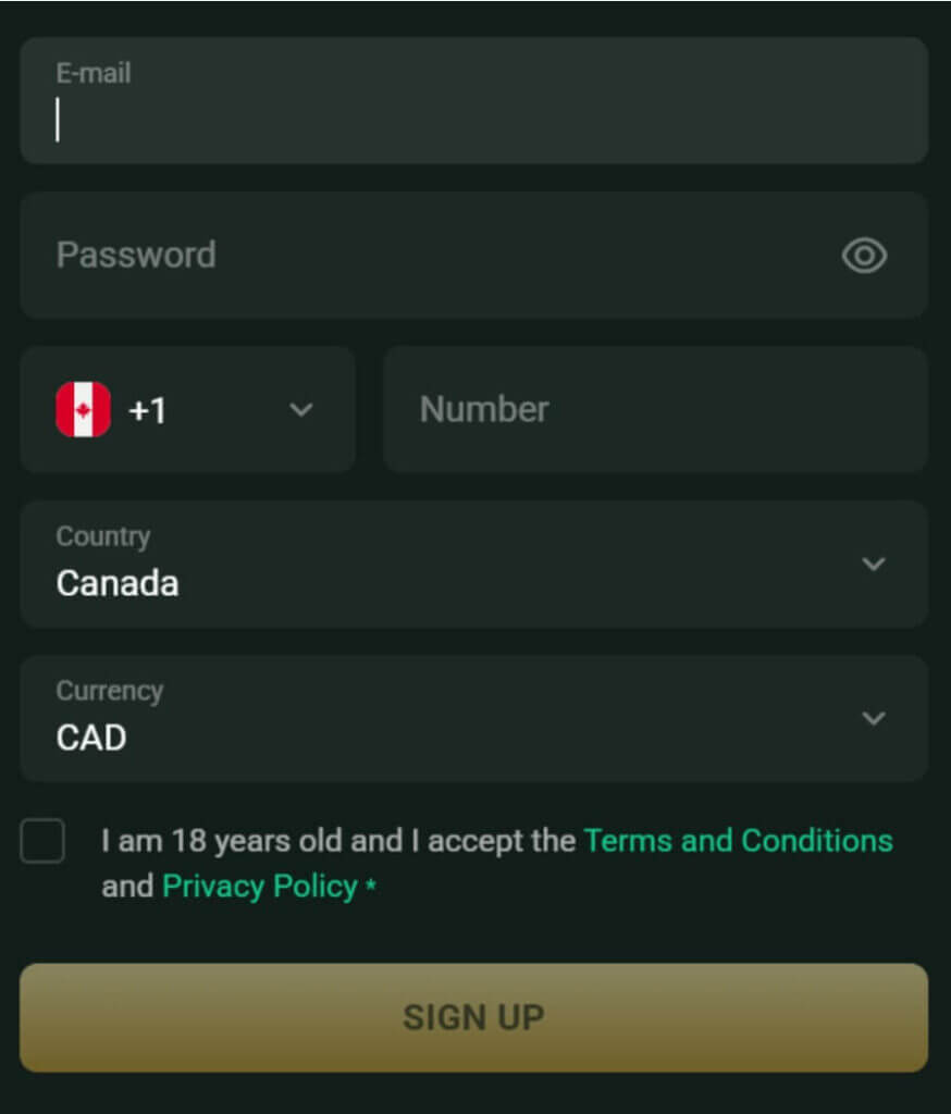 Goldex Casino - Register New Player
