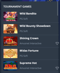 JET Casino tournament games