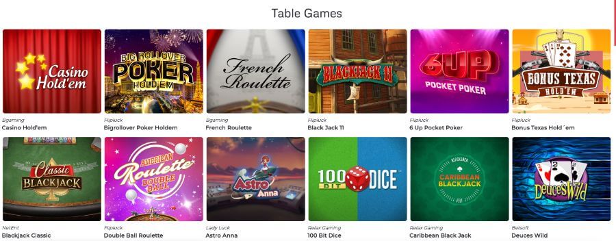 Lucky 31 table games