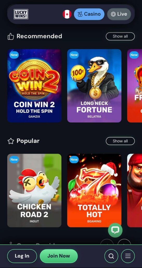 LuckyWins - Mobile Casinos in Canada