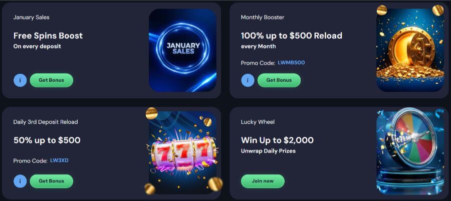 LuckyWins - Special Bonuses