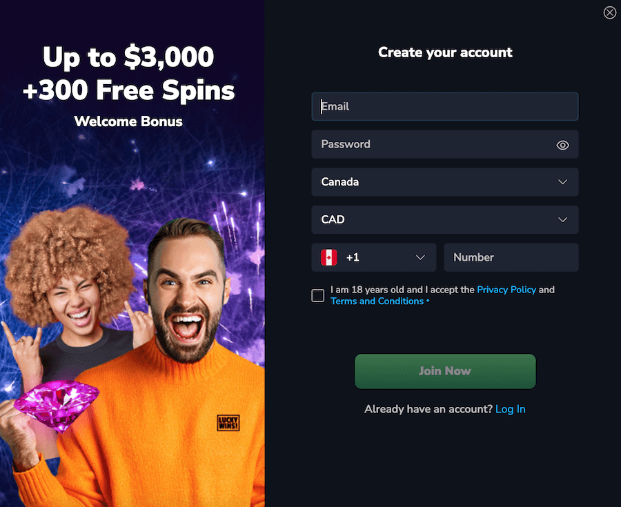 Luckywins online canadian casino registration online