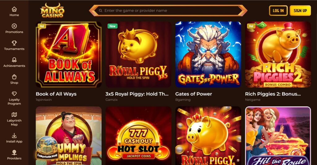 Mino Casino games