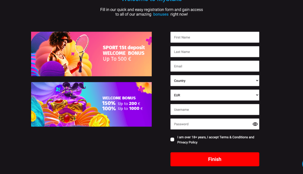 MyStake Casino Registration