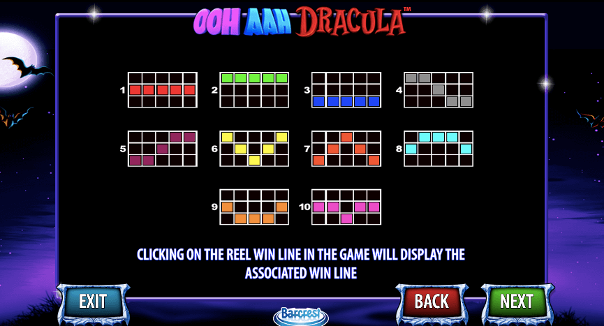 Ooh Aah Dracula Pay lines