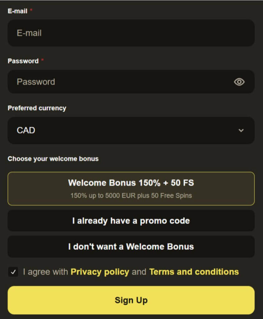RX.Casino - Register New Player