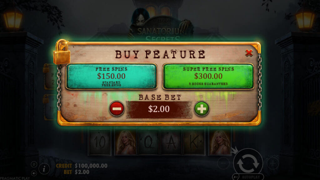 SANatORIUM Secrets free spins feature