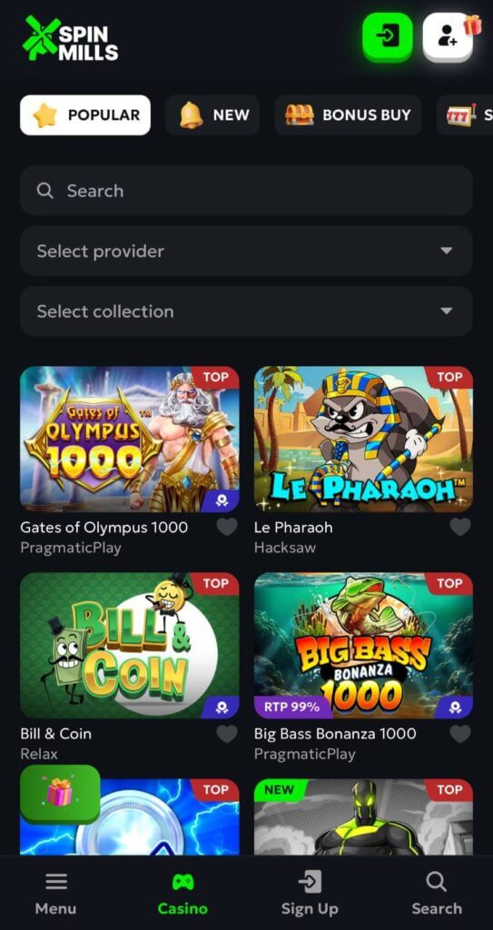 SpinMills - Mobile Casinos