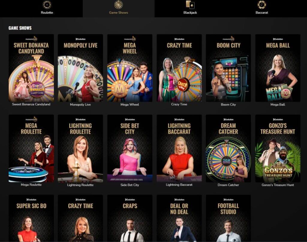 SuperSeven casino Canada live game shows
