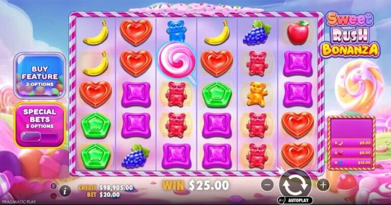 Sweet Rush Bonanza Review Canada – 96.50% RTP, 5,000x Max