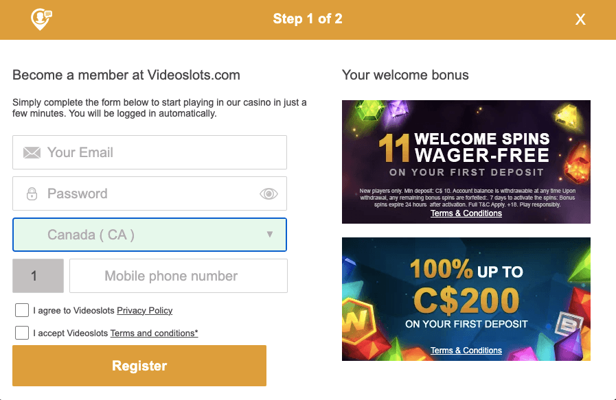 Videoslots Registration Canada