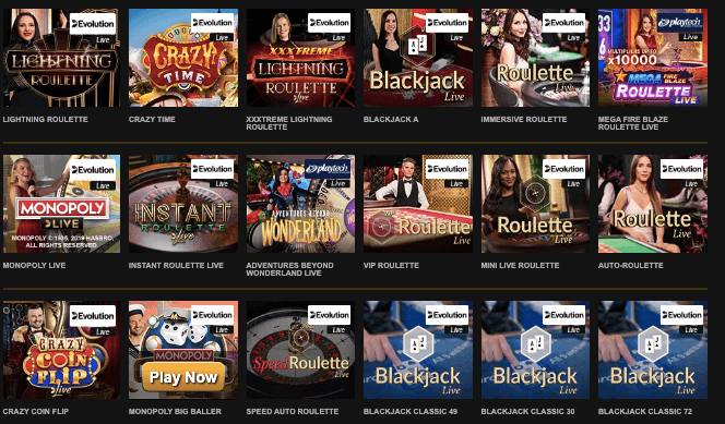 Videoslots live casino