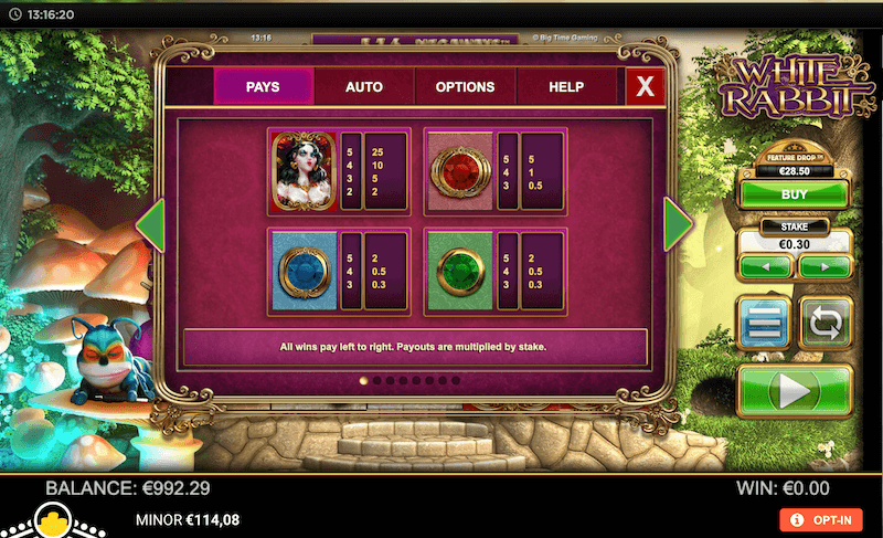 White Rabbit Megaways_Paytable