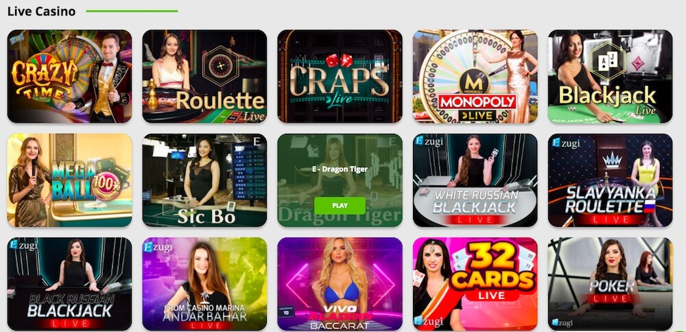 live casino games at Betpat