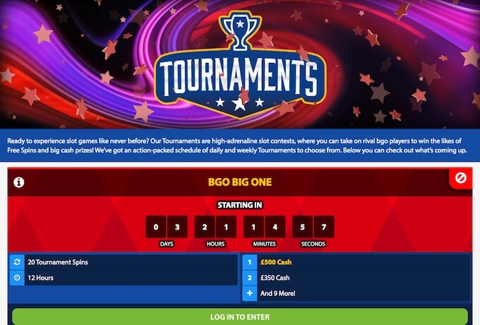 online casino tournaments at bgo casino