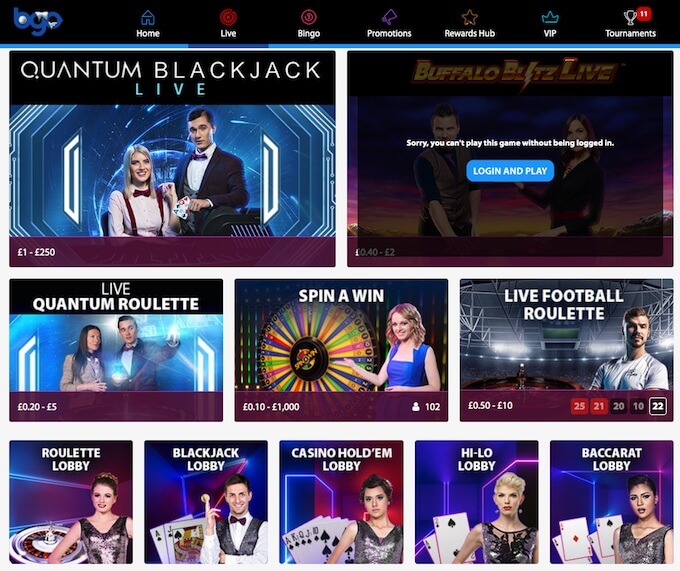 bgo live dealer casino games