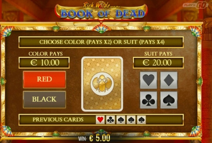Book of Dead slot review Book of Dead gamble feature
