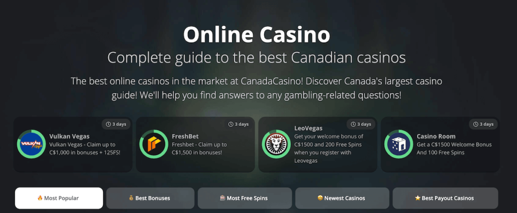 canadacasino homepage