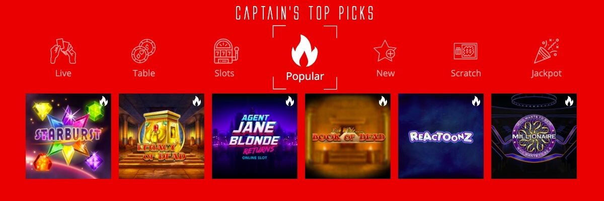 Play with Captain Spins! Captain Spins games