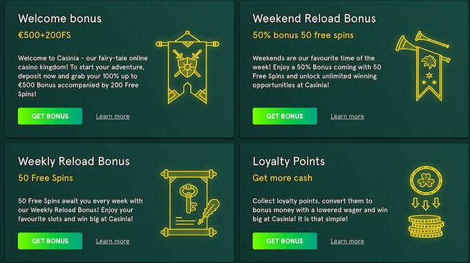 Casinia casino bonus