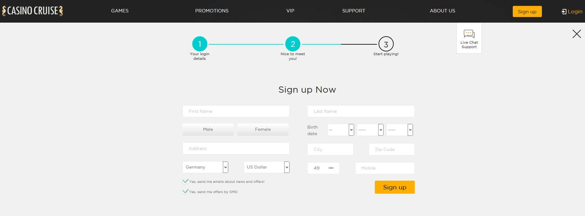 Register with Casino cruise Casino Cruise registration