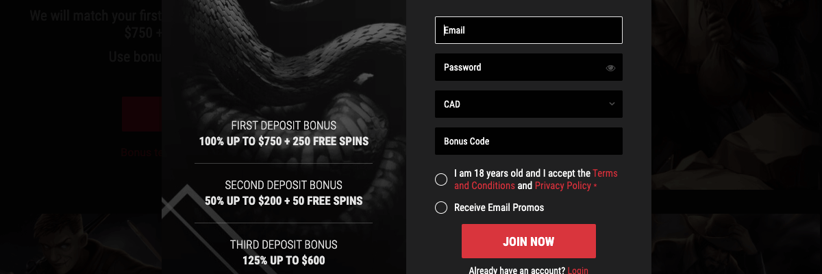 Register with Cobra Casino Cobra Casino registration