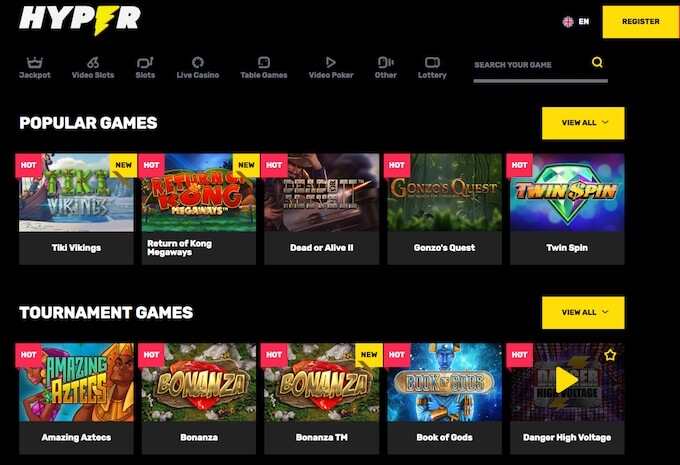 Hypercasino review - site features