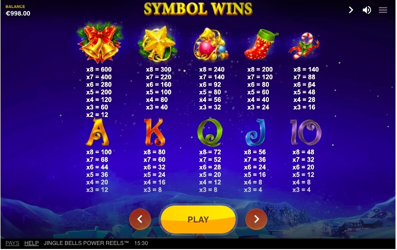 Spin Jingle Bells Power Reels Jingle Bells Power Reels pay table