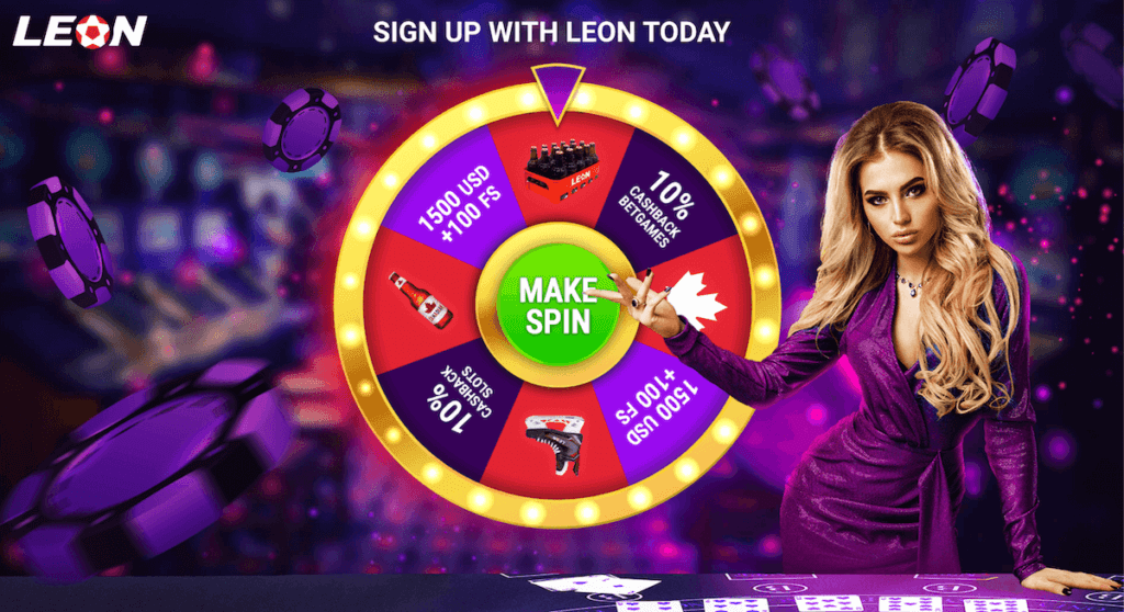 Leon Casino Canada welcome bonus wheel