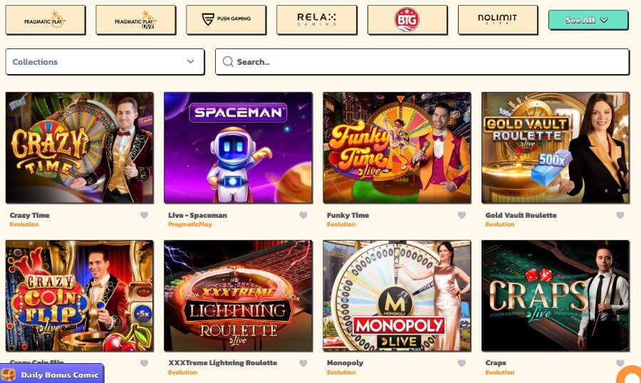 Live casino and game shows at SpinsBro canada casino