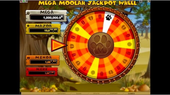 Mega Moolah jackpot Mega Moolah bonus wheel