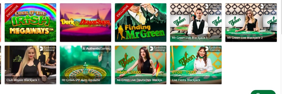Join Mr. Green Casino! Mr. Green branded tables