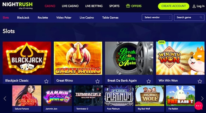 NightRush casino games