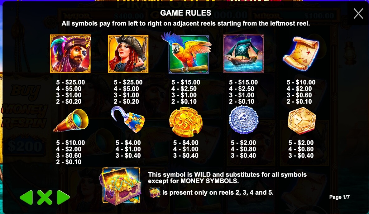 Play Pirates Gold Deluxe Pirates Gold Deluxe paytable