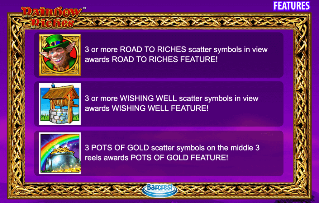 rainbow riches slot bonus features canada casino