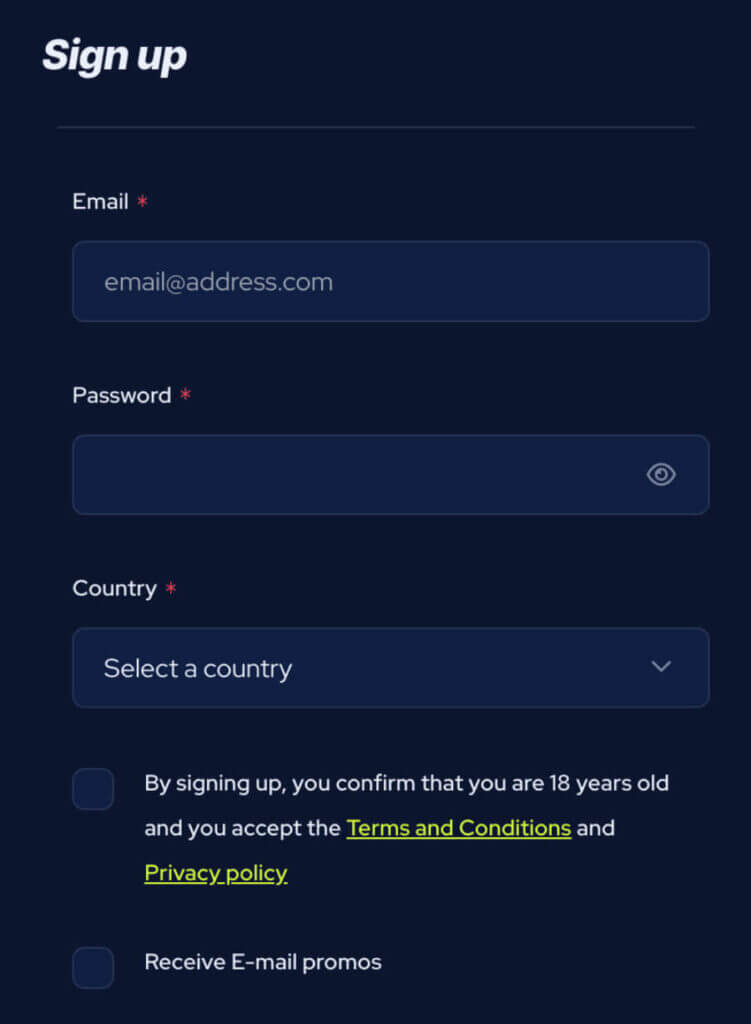 registration process at BetBeast - Canada Casino