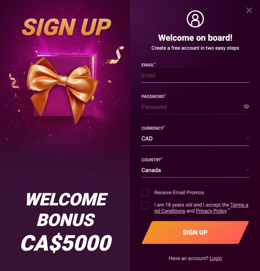 CasinoNic register sign up canada casino